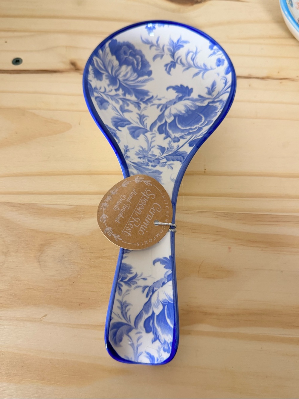 Blue Floral Ceramic Spoon Rest - Unbranded